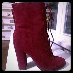 Heeled, lace-up booties... worn once!!